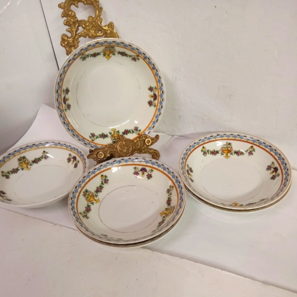 Rare Vintage 6 Pc. TK Thuny Czechoslovakia 5" Desert Bowls  Porcelain